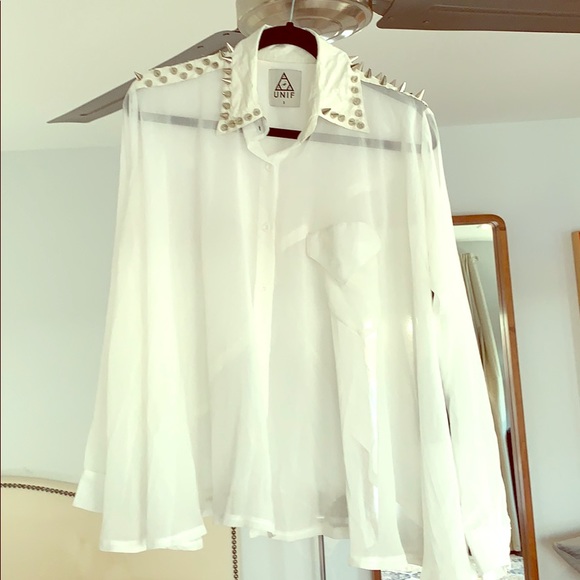 UNIF Tops - UNIF drapery white dressy Shirt Blouse sz S NWT